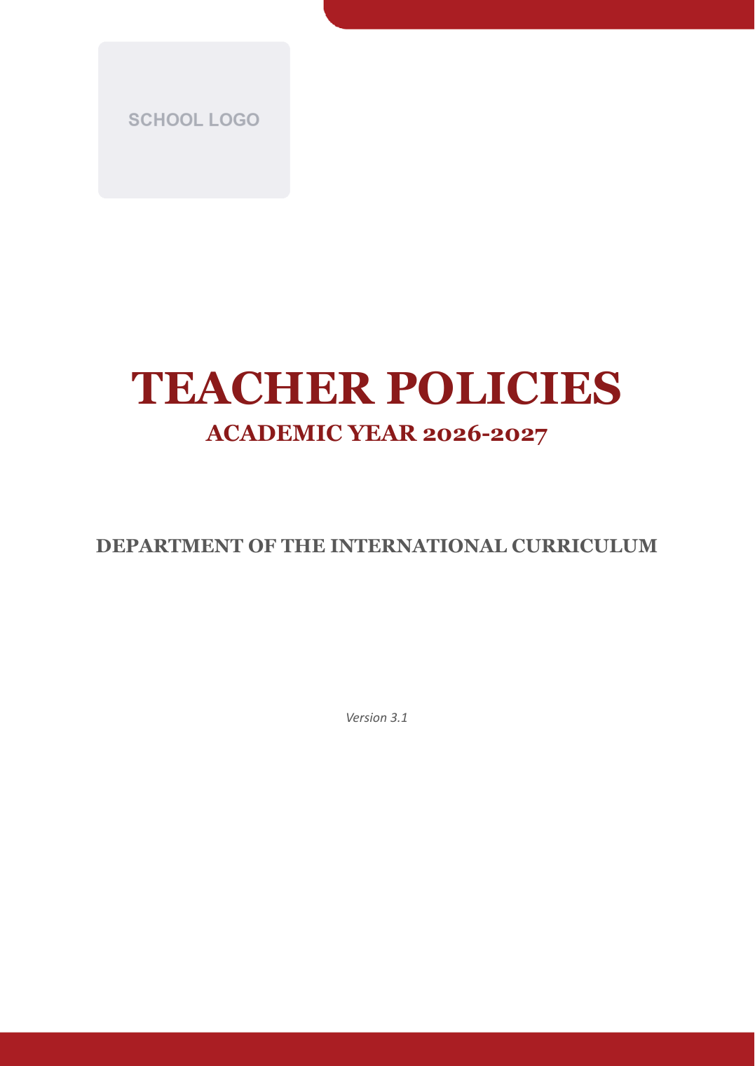 Policy handbook cover page
